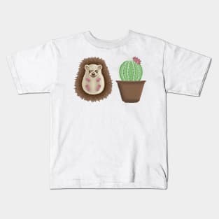 Hedgehog Twinning with a Cactus Kids T-Shirt